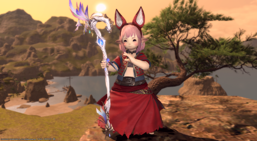 2017-11-02 White Mage Glamour
Antiquated Aymur
Tamamamo Headband
Ghost Barque Vest of Healing (Dalamud Red)
Emperor's New Gloves
Bridesmaids Tights (Charcoal Grey, matches accents on the vest)
Thavnairian Sandals
